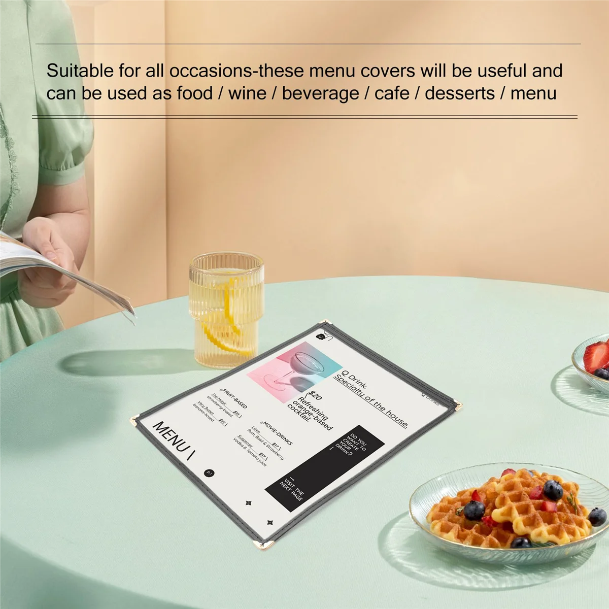 10 Pack of Menu Covers - Single Page, 2 View, Fits 8.5 x 11 Inch Paper - Restaurant Menu Covers