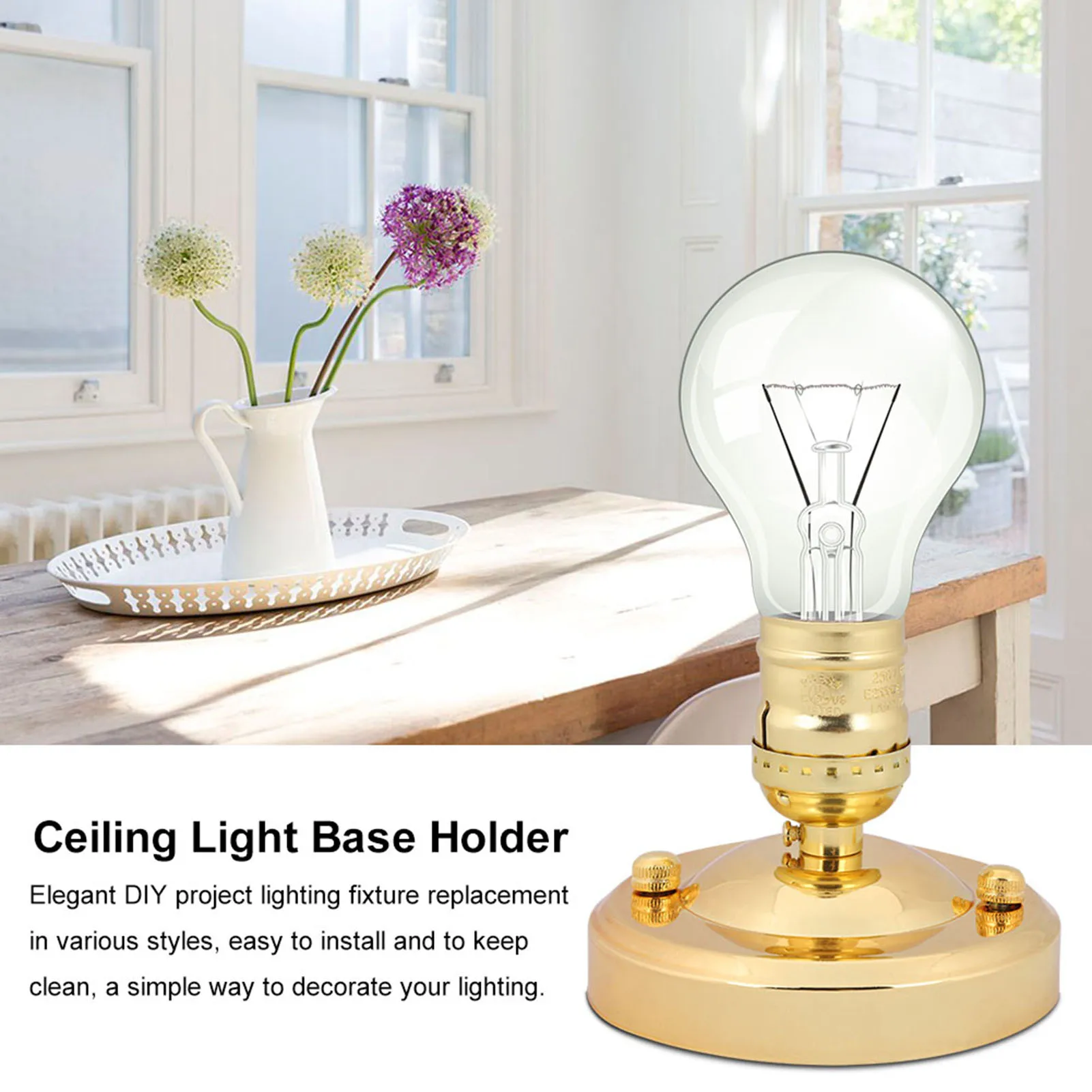 Ceiling Light Base Holder E26/E27 Vintage Industrial Ceiling/Wall Light Base Holder Pendant Bulb Lamp Screw Socket