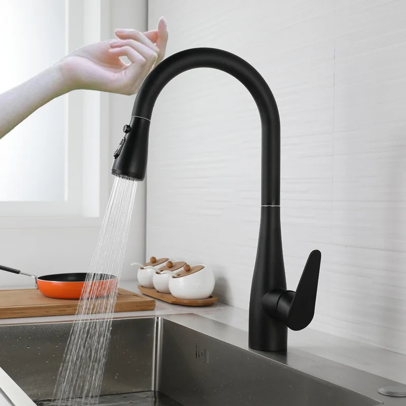 Three Ways Touch Kitchen Faucets Stainless Steel Hot Cold Pull Out Kitchen Sink Mixer Tap  Brushed Nicke Touch Kitchen Faucet