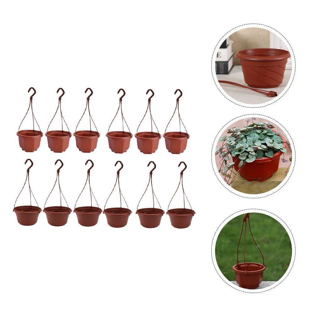 12 Pcs Octagonal Plastic Flower Pot for Plants Terracotta Pots Hanging Planter Modern Container Basket Garden Supplies