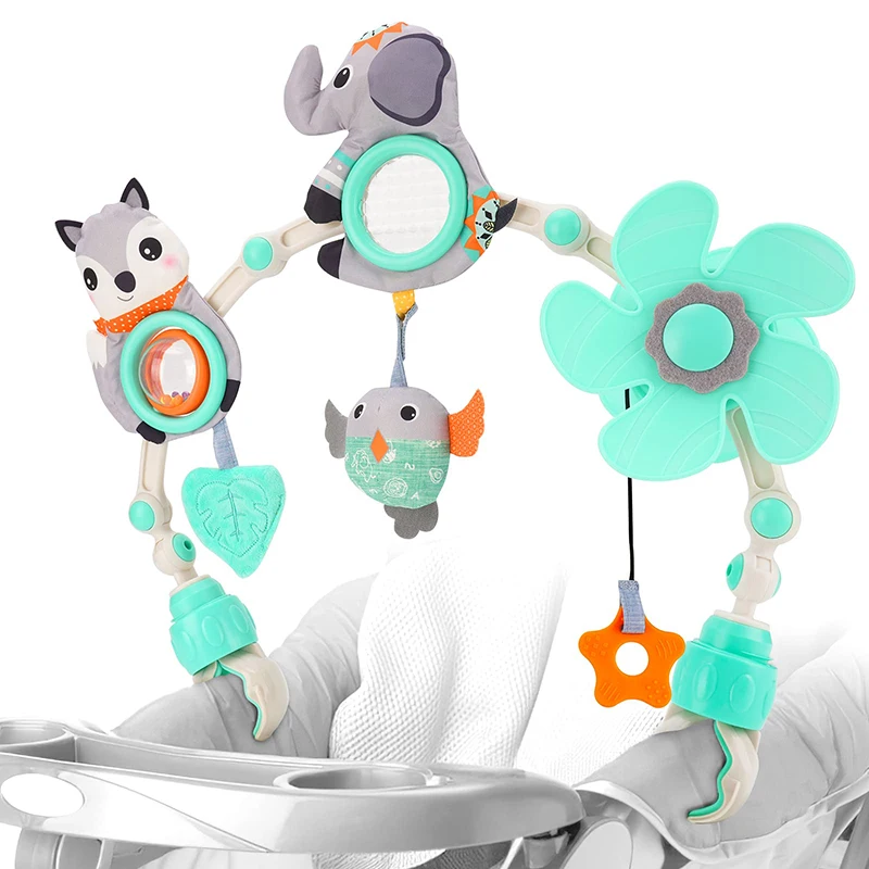 Carrinho de bebê arco brinquedos chocalho musical brinquedos com mordedor para berço carrinho de bebê assento de carro brinquedo de desenvolvimento sensorial para bebês 0 6 12 meses