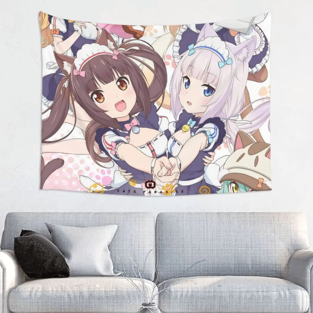 Nekopara Anime Cartoon Tapestry Hippie Polyester Wall Hanging Home Decor Background Cloth Psychedelic Wall Carpet