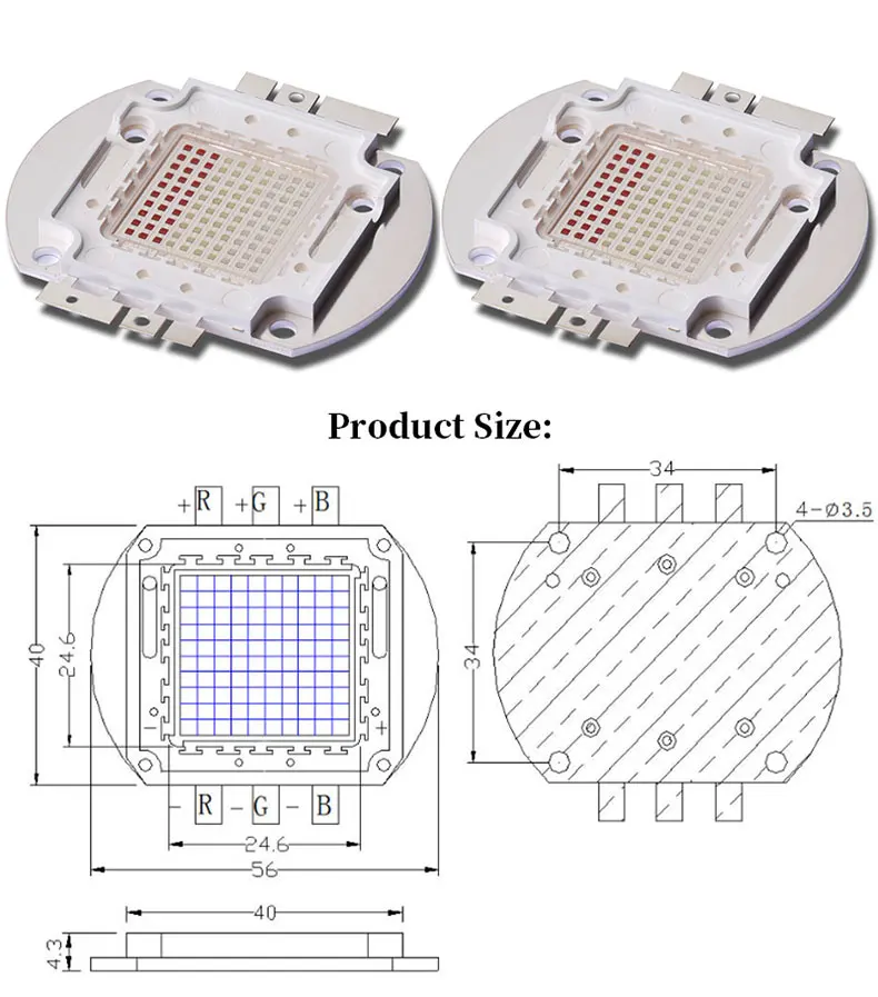 10 W/20 W/30 W/50 W/100 W LED RGB mandrino ad alta potenza della lampada perline pieno di colore rosso verde blu LED integrato di chip sorgente di