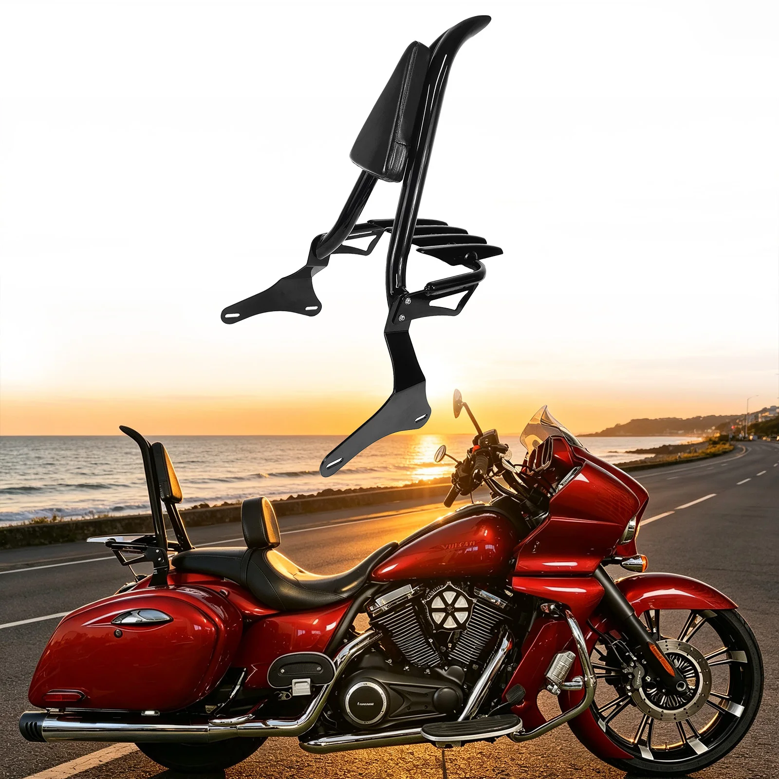 Motorcycles Accessories For Kawasaki Vulcan VN 1700 Vaquero VN1700 2011-2025 Rear Passenger Backrest Sissy Bar With Luggage Rack