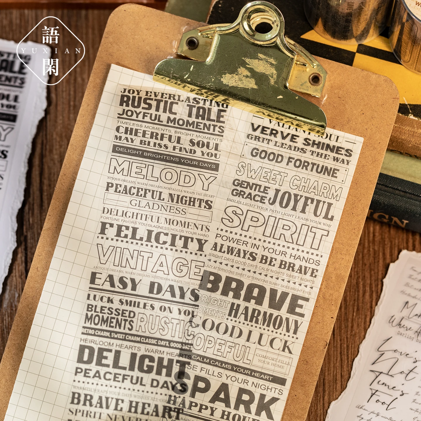 1 PCS Vintage English Quote Stickers, Creative Collage Stickers for Scrapbook and Journal Decoration