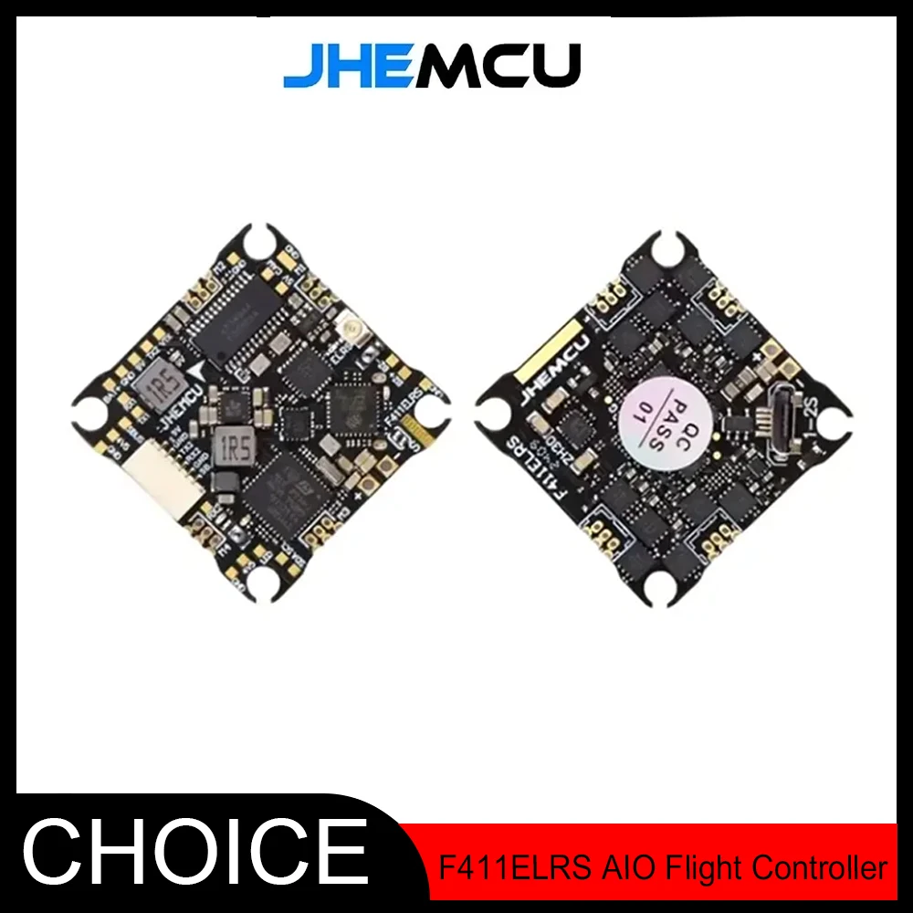 

JHEMCU F411ELRS AIO Flight Controller ICM42688-P OSD BLHELI_S 1-2S 12A 4in1 ESC ELRS 2.4G M3,25,5X25,5 мм для RC FPV Drone