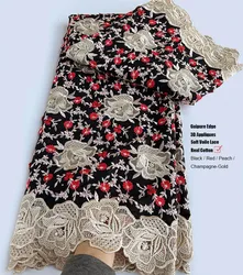 Highest Quality Sheer Cotton Voile Lace Guipure Edges Original 3D Embroidered African Swiss Fabric Celebrants Inspired Wear