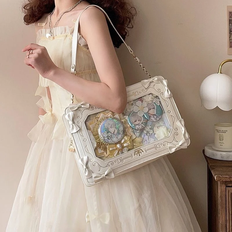 Original Photo Frame Pain Bag Shoulder Crossbody Bag Girl Multifunctional Retro Transparent Bag Lolita Daily Matching