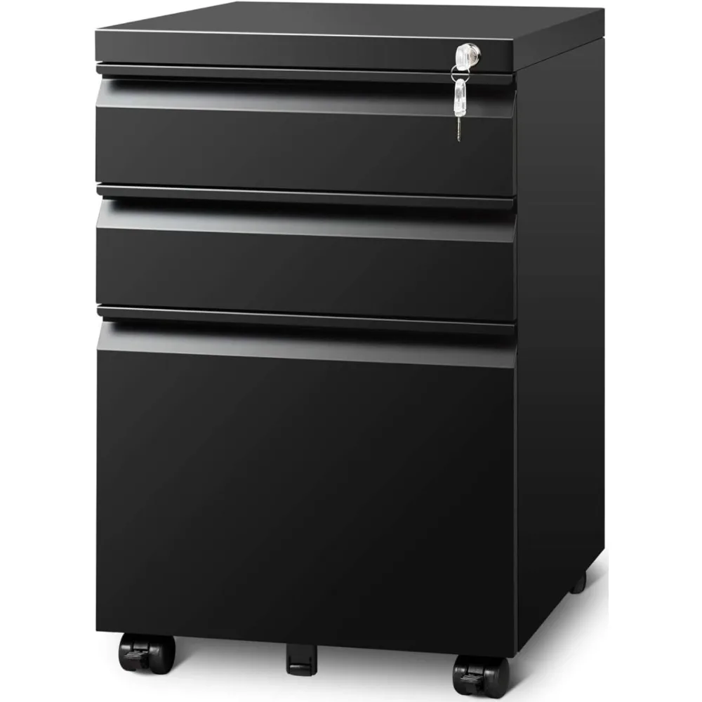 

Filing Cabinets for Home Office, Mobile File Cabinet with Lock, 3 Drawer Filing Cabinet for A4/Letter/Legal Size Folder,