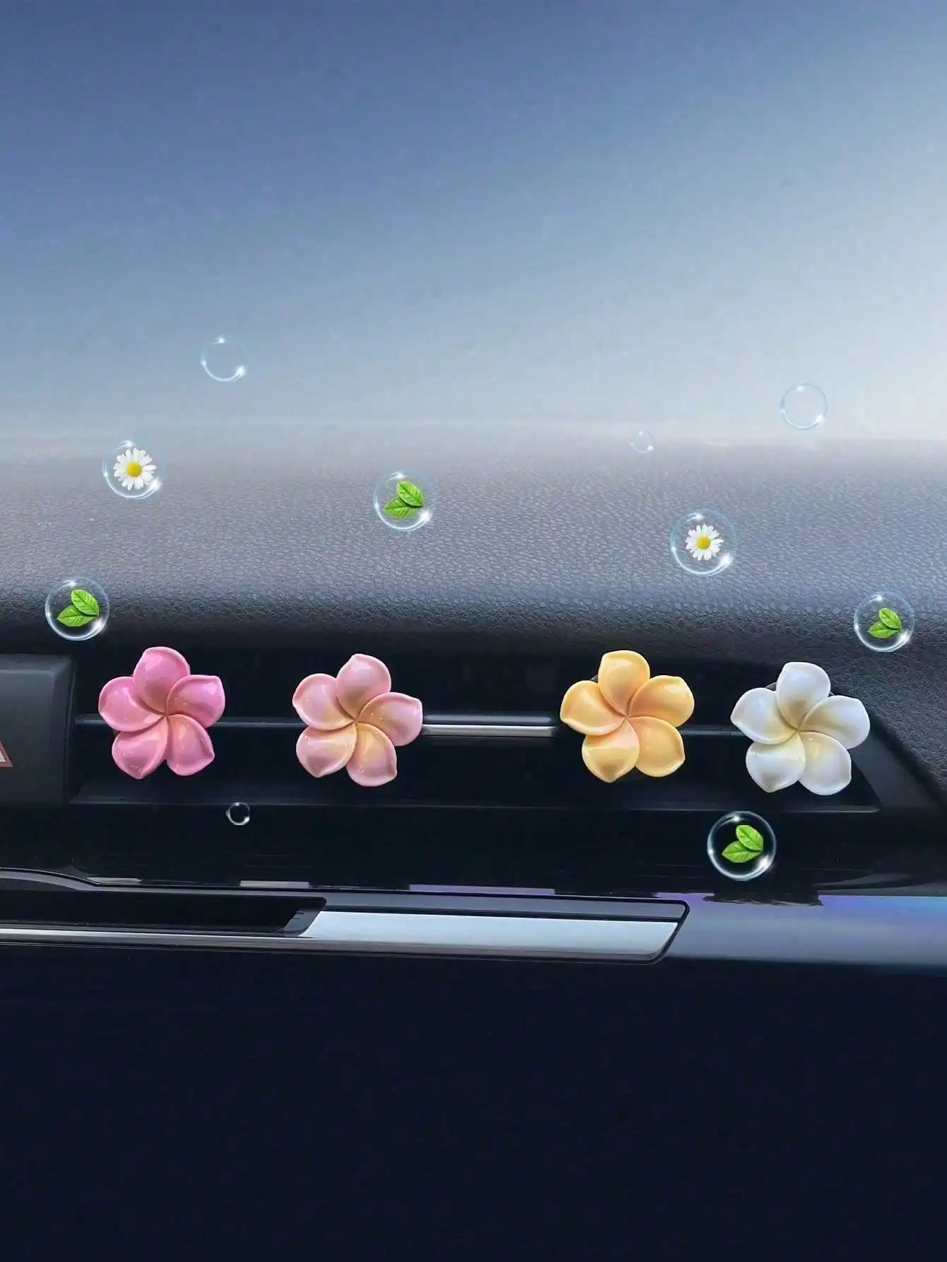 4Pcs Car Air Outlet Flower Decor perfume Cute Fresh perfume Flower perfume Air Outlet Car perfume  Ornament (