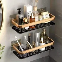 HOShelf-Étagère de douche T1 en alliage d'aluminium, étagère de rangement de cuisine, accessoires sans perceuse 2
