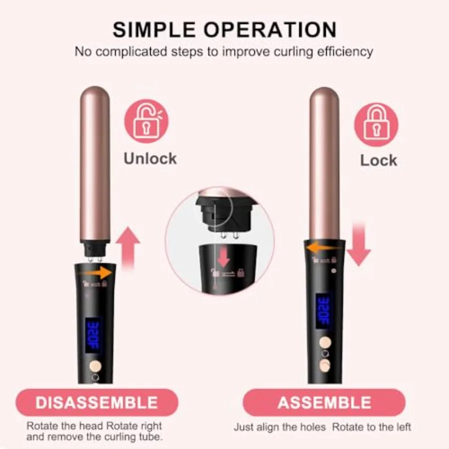 مجموعة مكواة تجعيد 5 في 1 مع أسطوانات سيراميك باللونين الفضي والأسود 4 إعدادات للحرارة تتضمن قفازًا واقًٍا ومشابك لمتعددة الاستخدامات #4