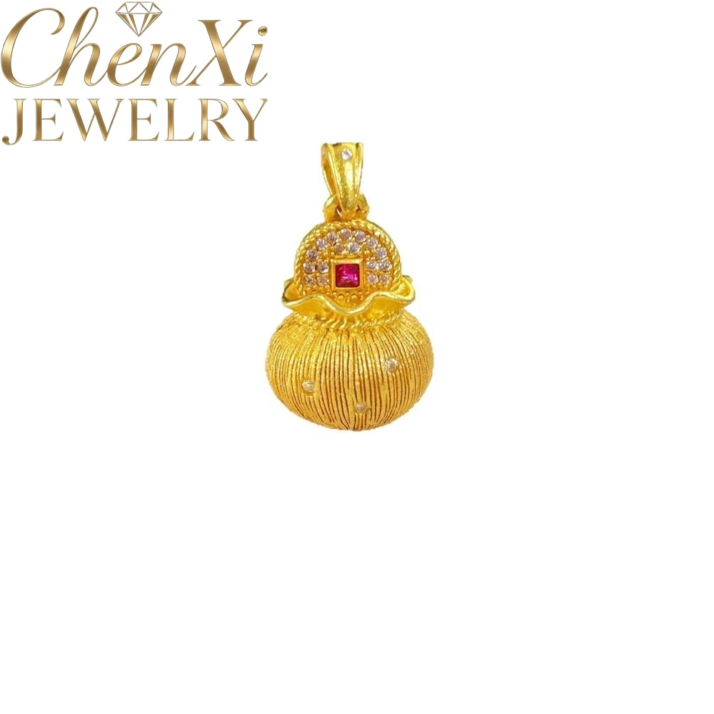 High-end Sand Gold Diamond-encrusted Pull-thread Coin Gift Bag Pendant Luxury Quality Fashion Fine Jewelry Exquisite Elegant