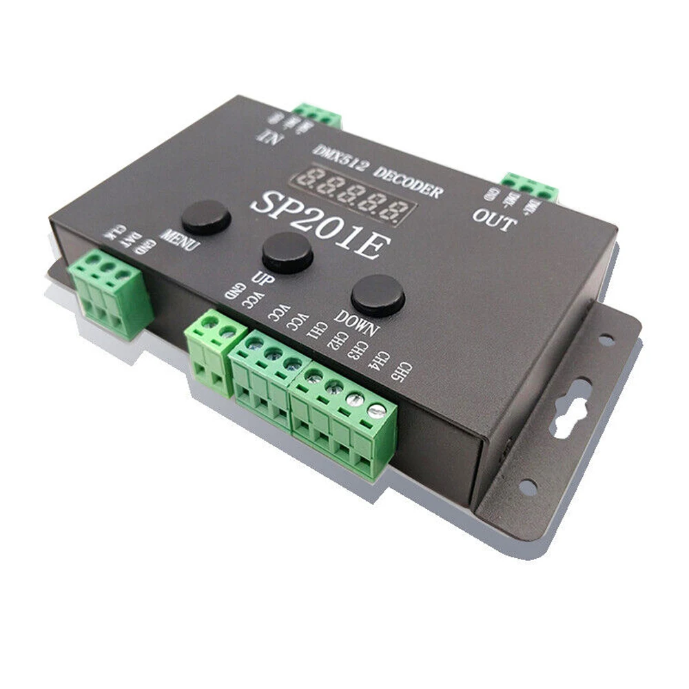 SP201E DMX512 DECODER DC 5-24V DMX Converter Controller DMX512/1990 to SPI Addressable LED 1024 Pixels or PWM 5CH Dimming Signal