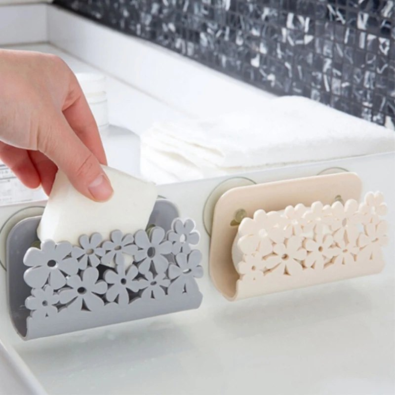 Kitchen Bathroom Drying Rack Suction Sponges Suction Cup Dish Cloths Holder Scrubbers Soap Storage Free Drilling