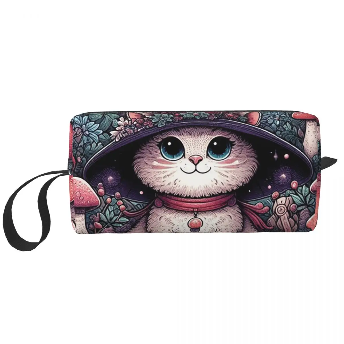 Cartoon Magic Cat Mushroom Forest Pencil Case for Kids Gifts Pen Box Pencil Bag Stationery Supplies Travel Women Cosmetic Bag