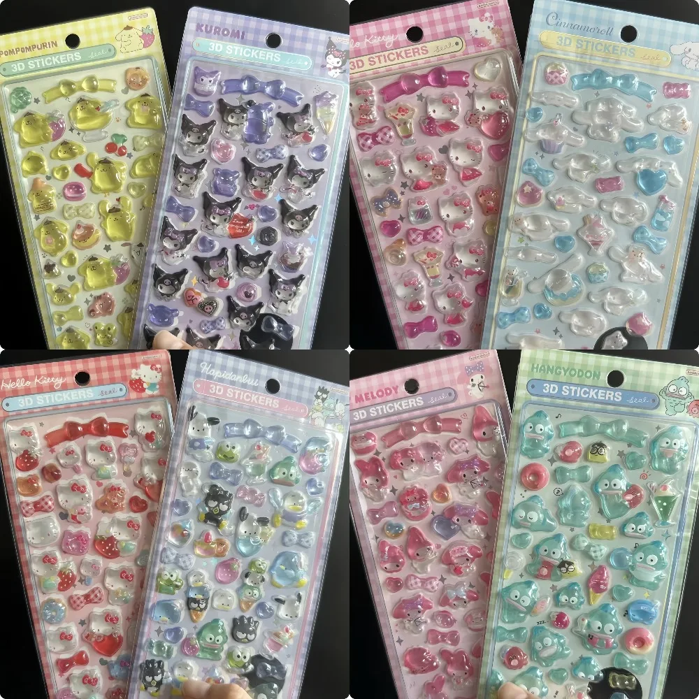 

Милые 3D-наклейки Sanrio с рельефным изображением: эстетичные стикеры Kuromi, Cinnamoroll, My Melody, желейные наклейки, кавайные декоративные пузырьковые наклейки, игрушки, подарки