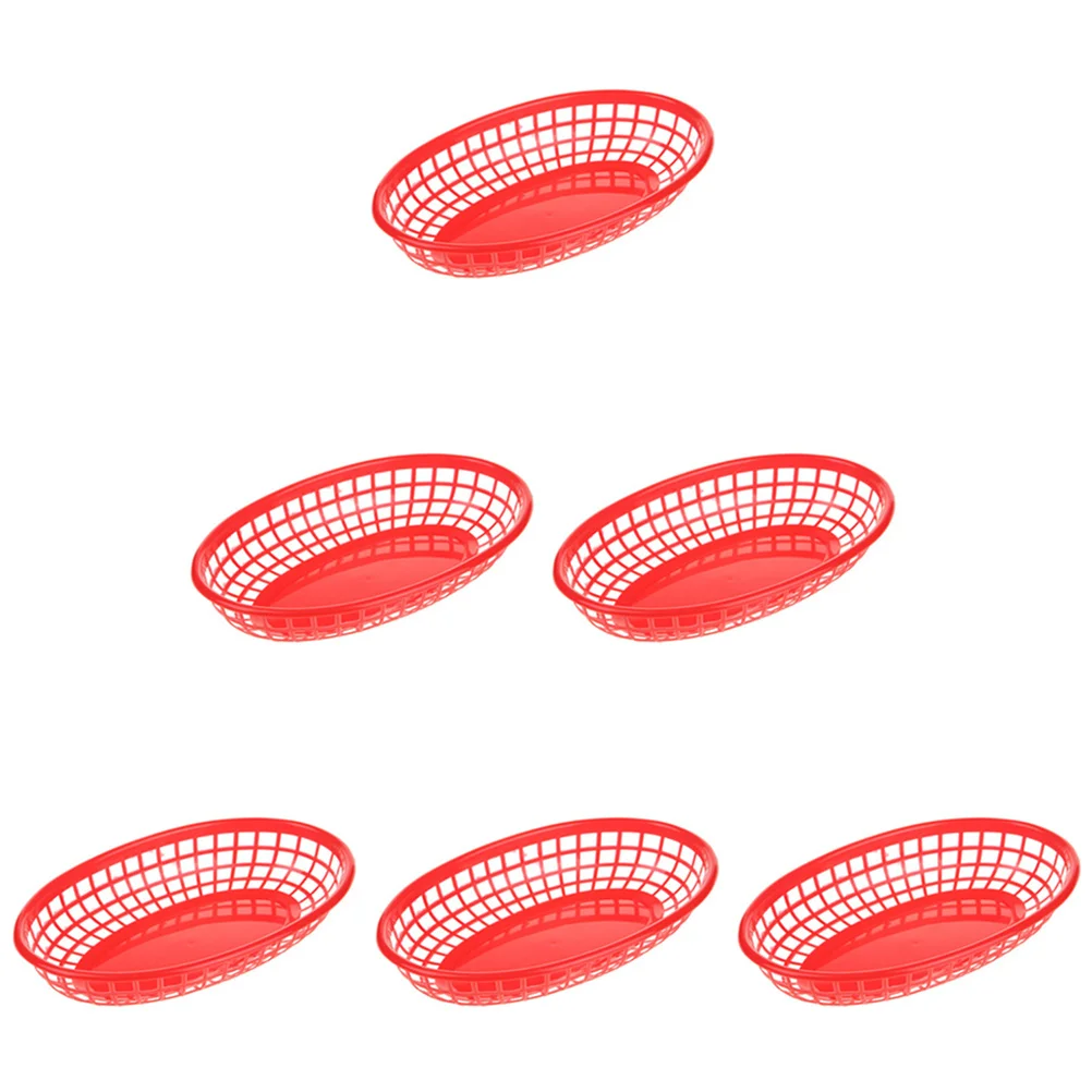 6 Pcs Fast Food Baskets Sturdy Snack BBQ Accessories Plastic Trays Safe Lightweight Wear Resistant Home Fruit Storage