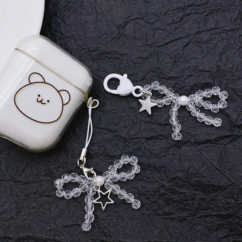 Elegant Butterfly Shoe Decoration Bag Keychain Pendant Bowknot Beaded Shoe Buckle Ornament Phone Charm For Party Daily Wear