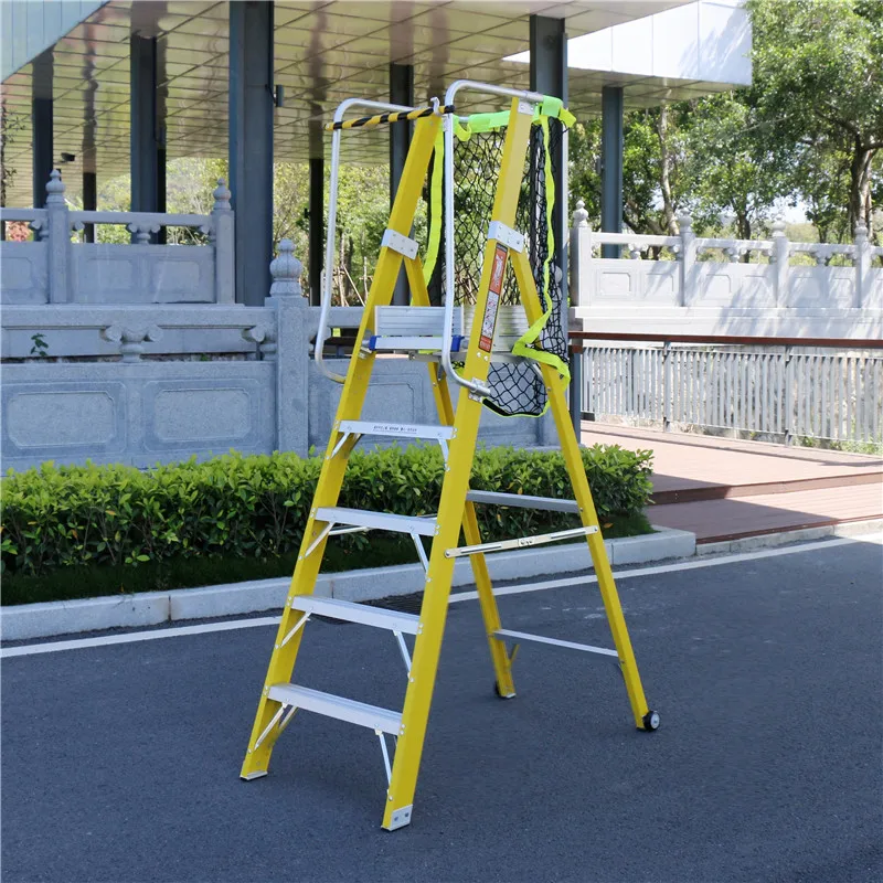 7-step FRP Insulated Handrail Platform Ladder Aluminum Alloy Mobile Platform for Industrial Maintenance Work Step Stool