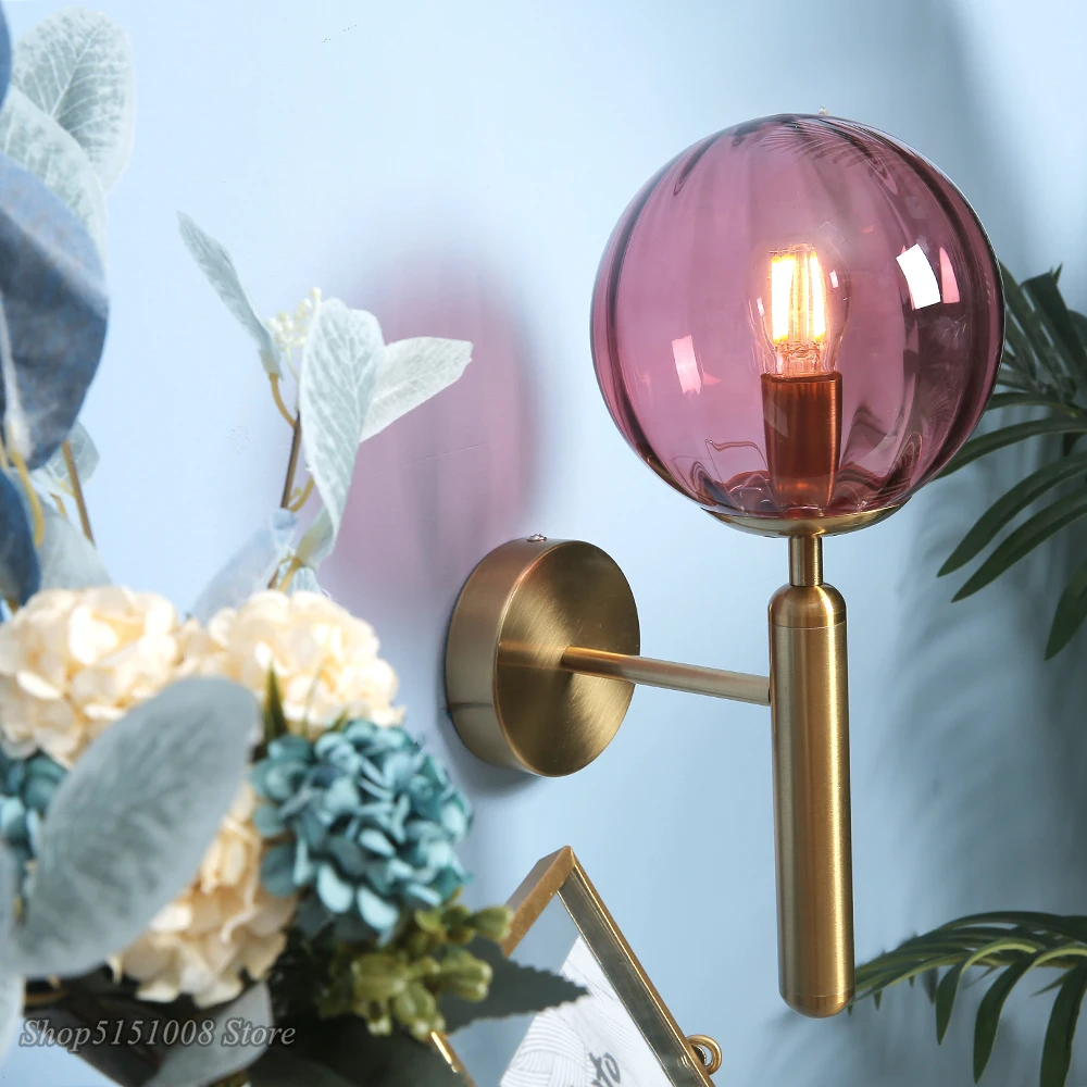 Nordic Wall Lamp Modern Bedroom Beside Glass Ball LED Wall Light Fixture Walllamp Lighting Bathroom Mirror Stair Light Luminaria