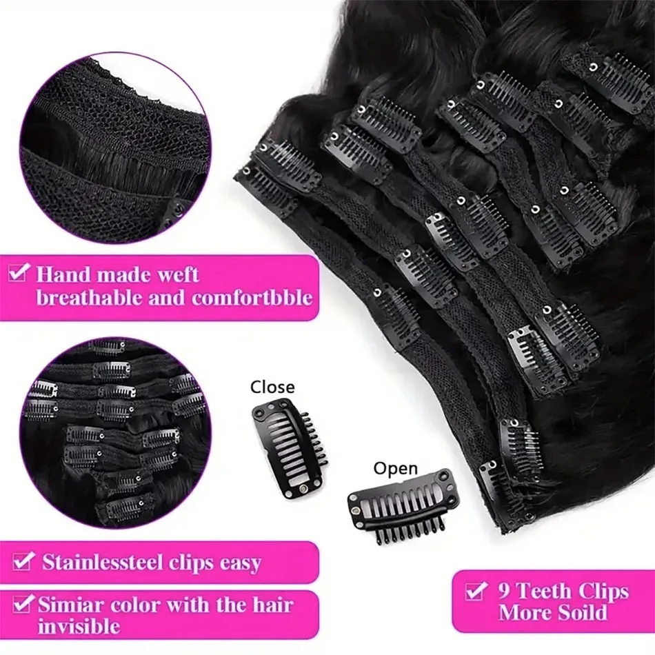 Body Wave Clip In Human Hair Extensions 8 Stks/set 120G Clips Ins Volledig Hoofd Braziliaanse 100% Echt Menselijk Haar Clip In Pruik Extensie