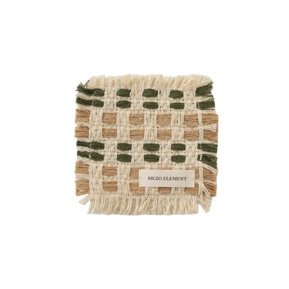 Nordic INS Style Handmade Woven Coaster Square Shape Heat Resistant Heat Insulation Pad Non-Slip Braided Cup Mat Home Decoration