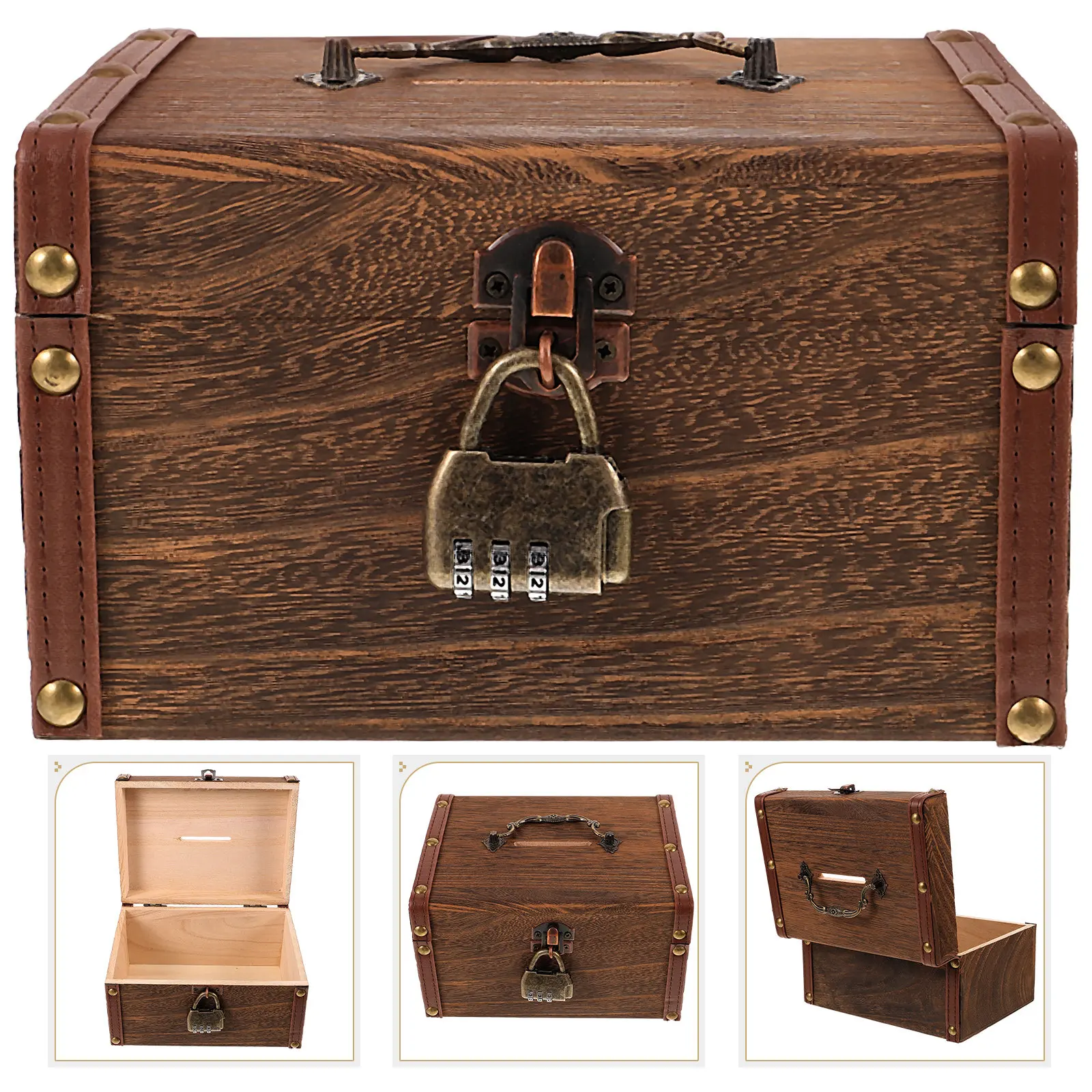 

Набор из 1 винтажной деревянной шкатулок для хранения, ретро-органайзер для украшений, устойчивый к царапинам, контейнер для домашних сокровищ, декор для рабочего стола