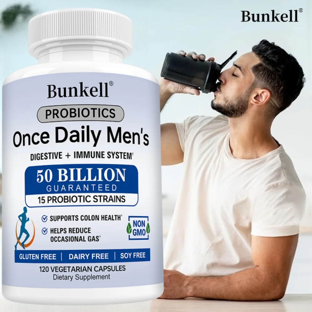 

Probiotics for Men, Once Daily Men’s Probiotics, 50 Billion CFU, 15 Strains, Gluten Dairy & Soy Free One A Day, 120 Capsules