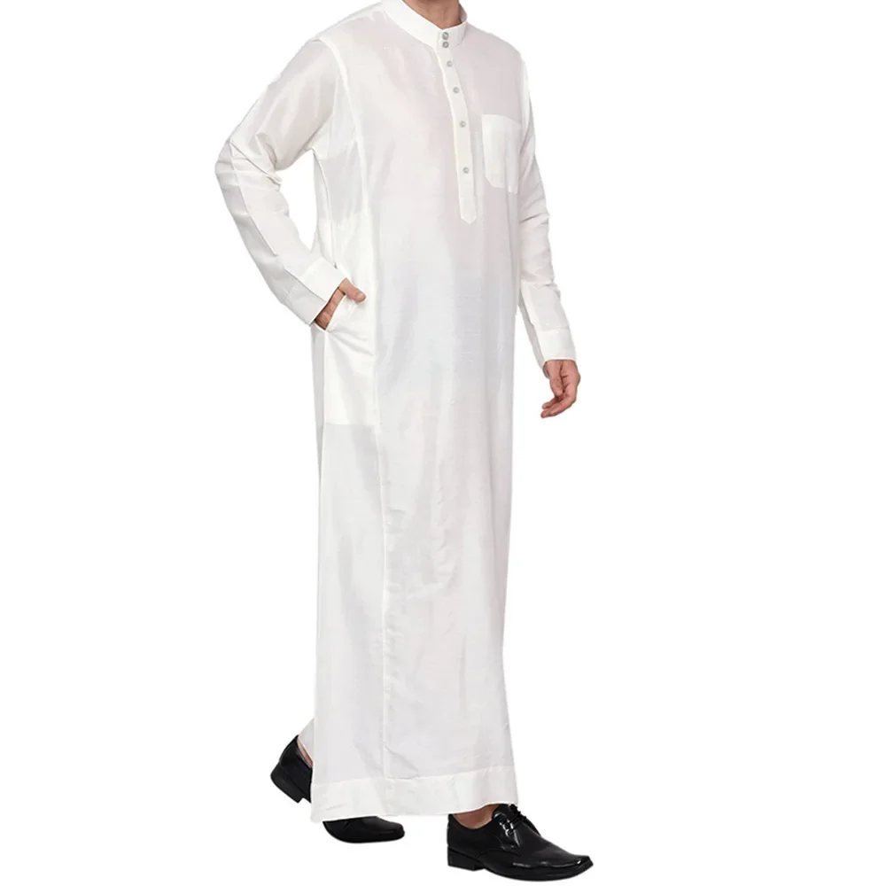 Jalabiya Branca para Homens Muçulmanos, Thobe Árabe, Kurta Pajama, Kaftan de Dubai, Abaya, Jubba, Daffah, Dishdasha, Roupa de Oração, Vestuário Modesto