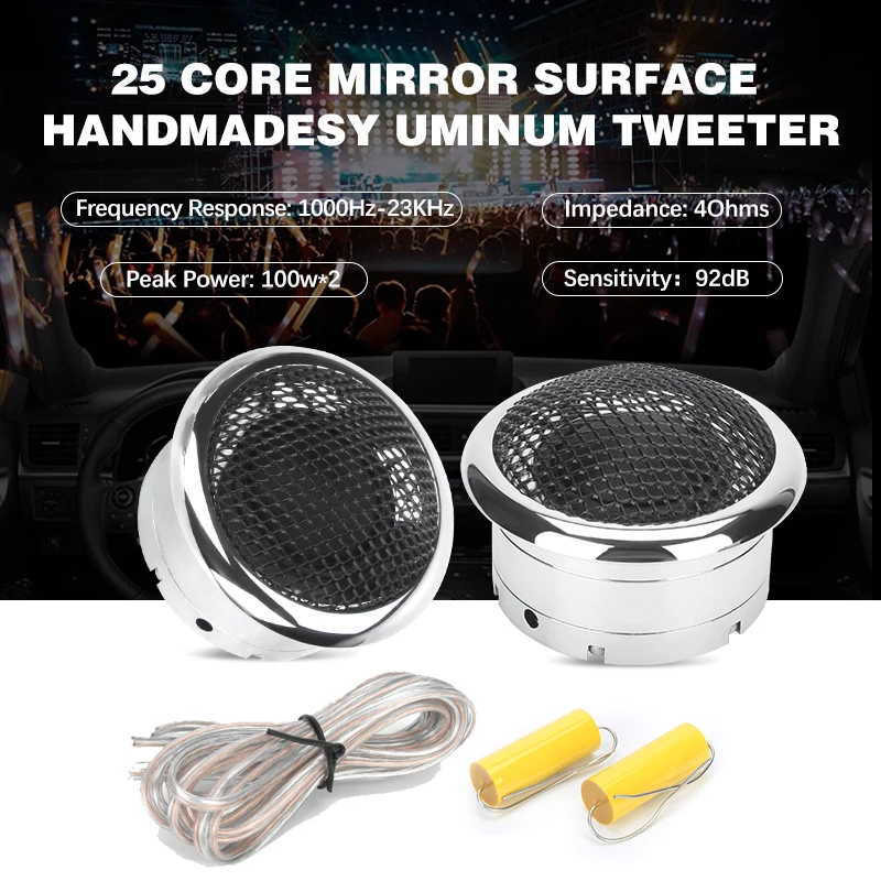 28mm Al. Silk Dome Tweeter Speaker 4 Ohm Car Tweeter Speaker Neodymium Super Treble 28 Core Voice Coil Mini Loudspeaker(1pair)
