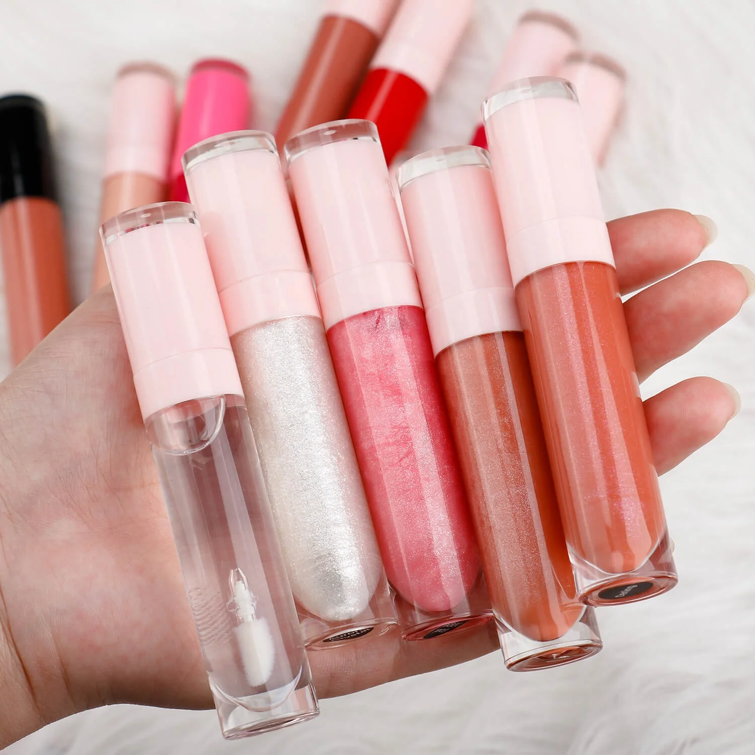 

30pcs Private Label Lip Gloss Shiny Custom Lip Plumping Matte Liquid Lipstick Wholesale Lipgloss Pink Packaging