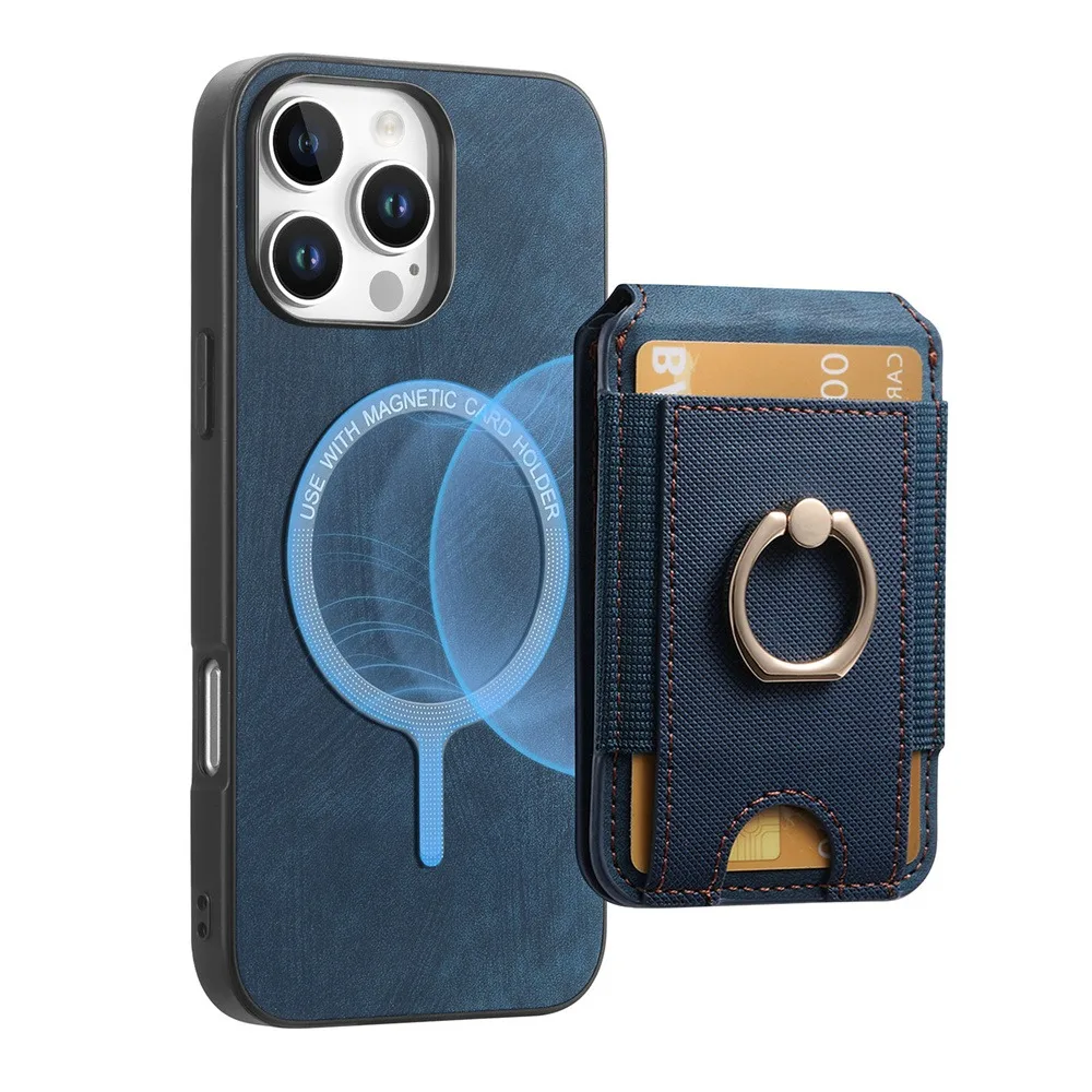 

For iPhone 16 Pro Max 15 14 Plus 13 12 11 XR XS X 7 8 SE 2 3 Detachable Magnetic Wallet Case Ring Card Holder PU Leather Cover