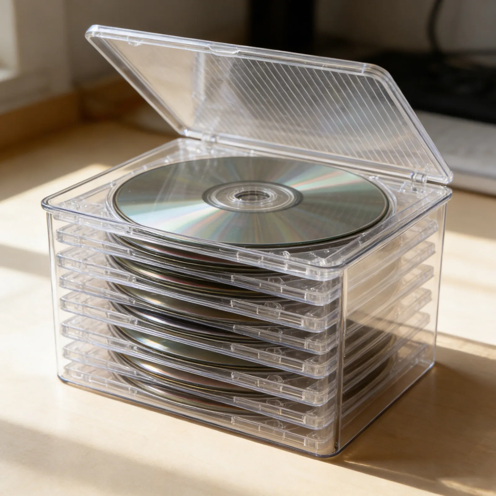Transparent Cd Storage Box with Lid Large Capacity Store Up to 26 Discs Plastic Organizer Case Dustproof for Home Office Music