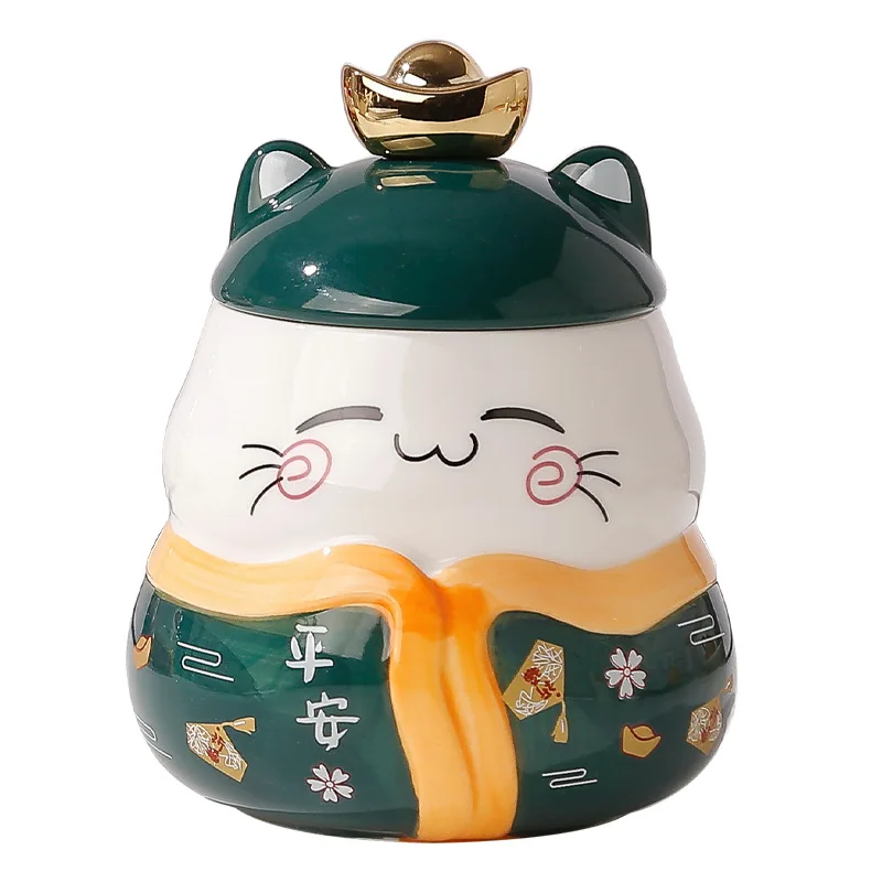 Service à thé en porcelaine de chat porte-bonheur japonais mignon, théière en céramique créative Maneki Neko avec passoire, belle tasse à thé chat Plutus