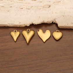 5Pcs Stainless Steel Big Hole Love Heart Charms Pendants for DIY Earrings Necklace Bracelets Jewelry Making Supplies Findings