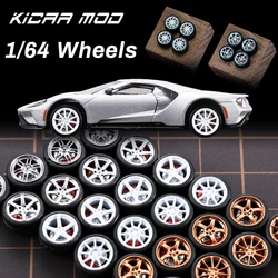 Kicarmod 1/64 Model Car ABS Wheels with Rubber Tire Brake Disc Refitting Parts Diameter 10mm For Model Car Tomica MINI GT