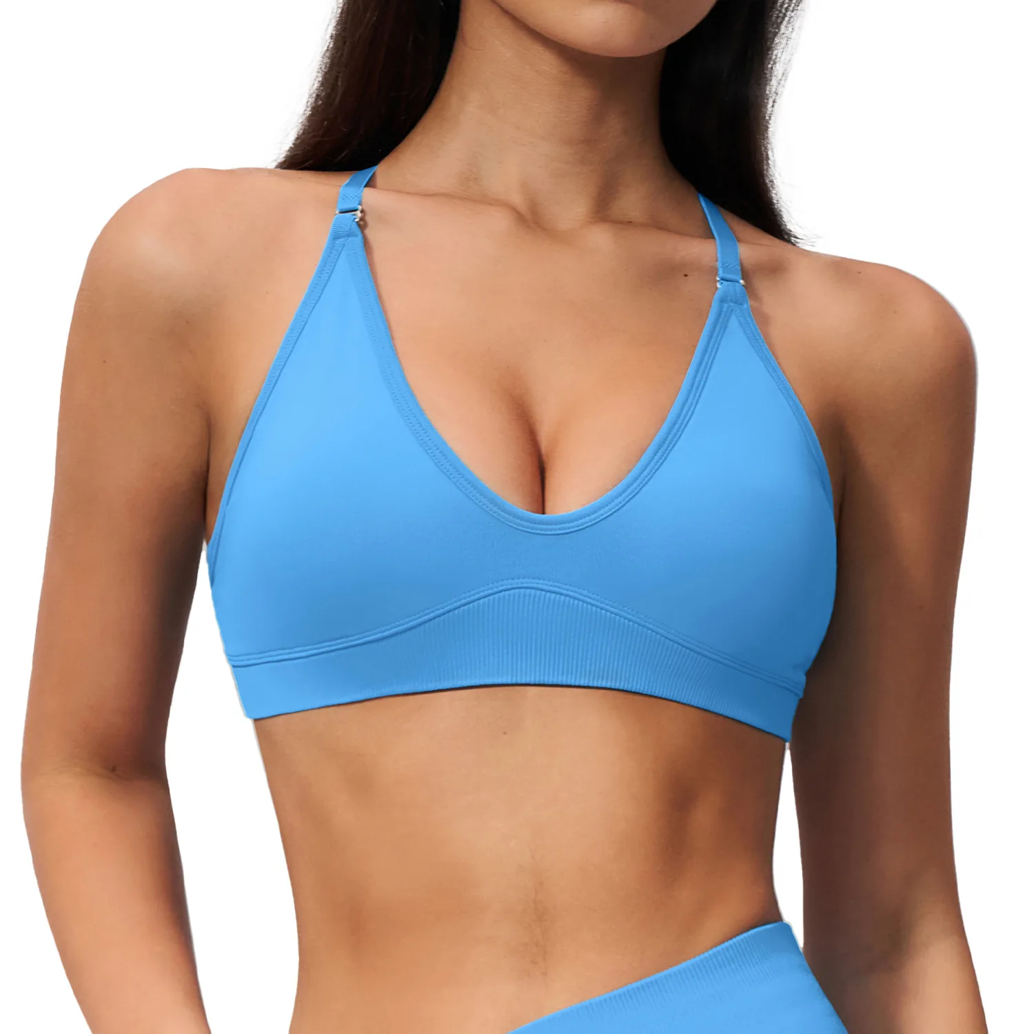 Solid Color Soft Cross Back Fitness Bra Women Tights Yoga Vest High Strength Shockproof Gym Sports Top Push Up With Chest Pad