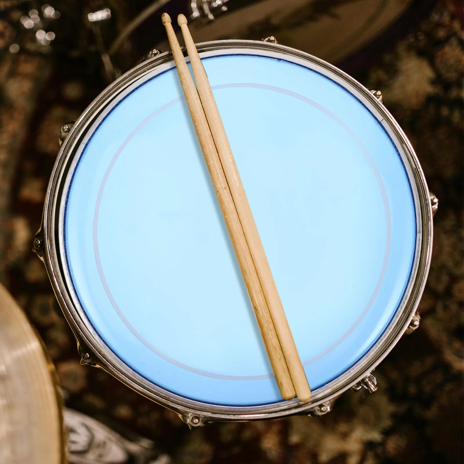 12 Inch Stylish Blue Dual Layer Oil Drum Skin Head for Jazz Snare Bass Drums Clear Sound Quick Response Drum Head Replacement