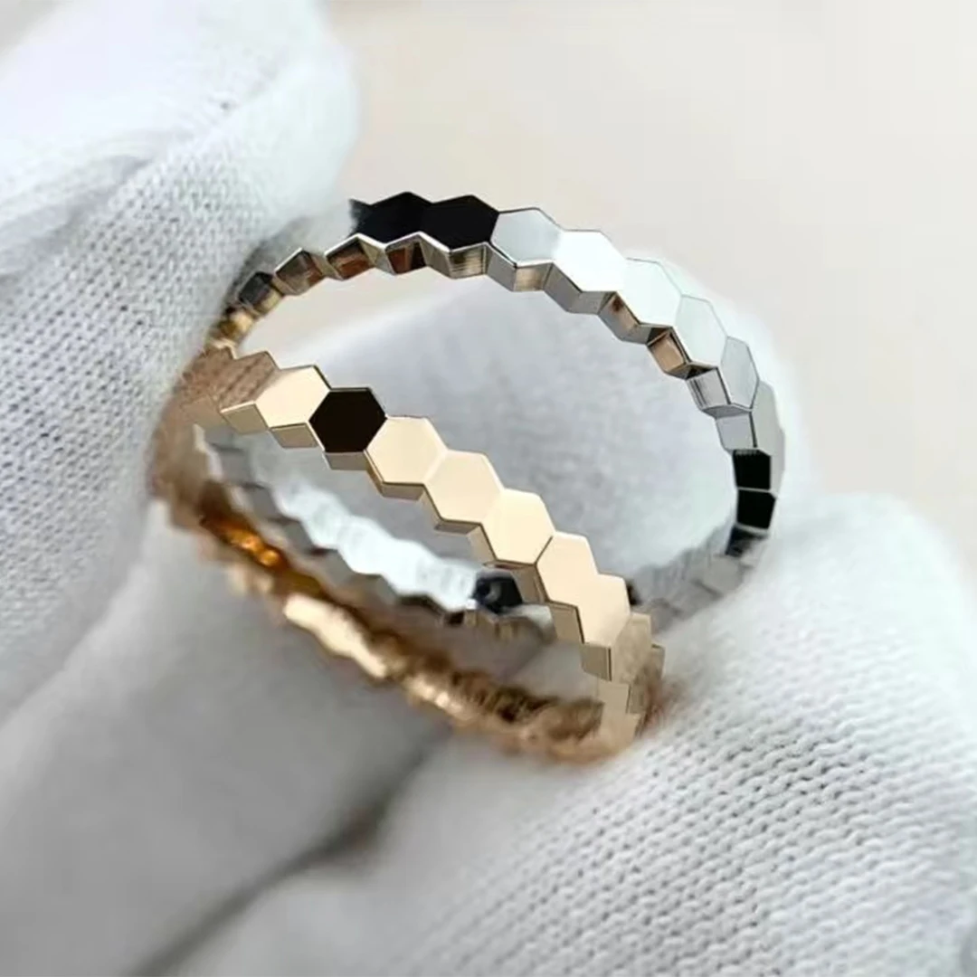 

S925 Silver Fashion Hexagonal Honeycomb Ring for Women Popular Engagement Rings and Wedding Jewelry.Party Gifts