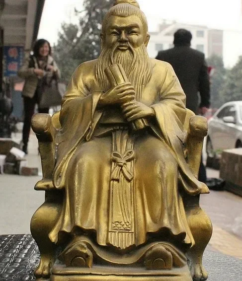 China Folk Brass Ancient Famous Philosopher Sages Confucius Kong Zi Saint Statue