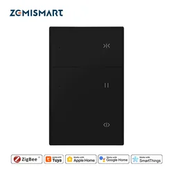 Zemismart Zigbee Curtain Switch for Electric Roller Shade US Shutter Switch Percentage Control Works with Tuya App KES-606US-C