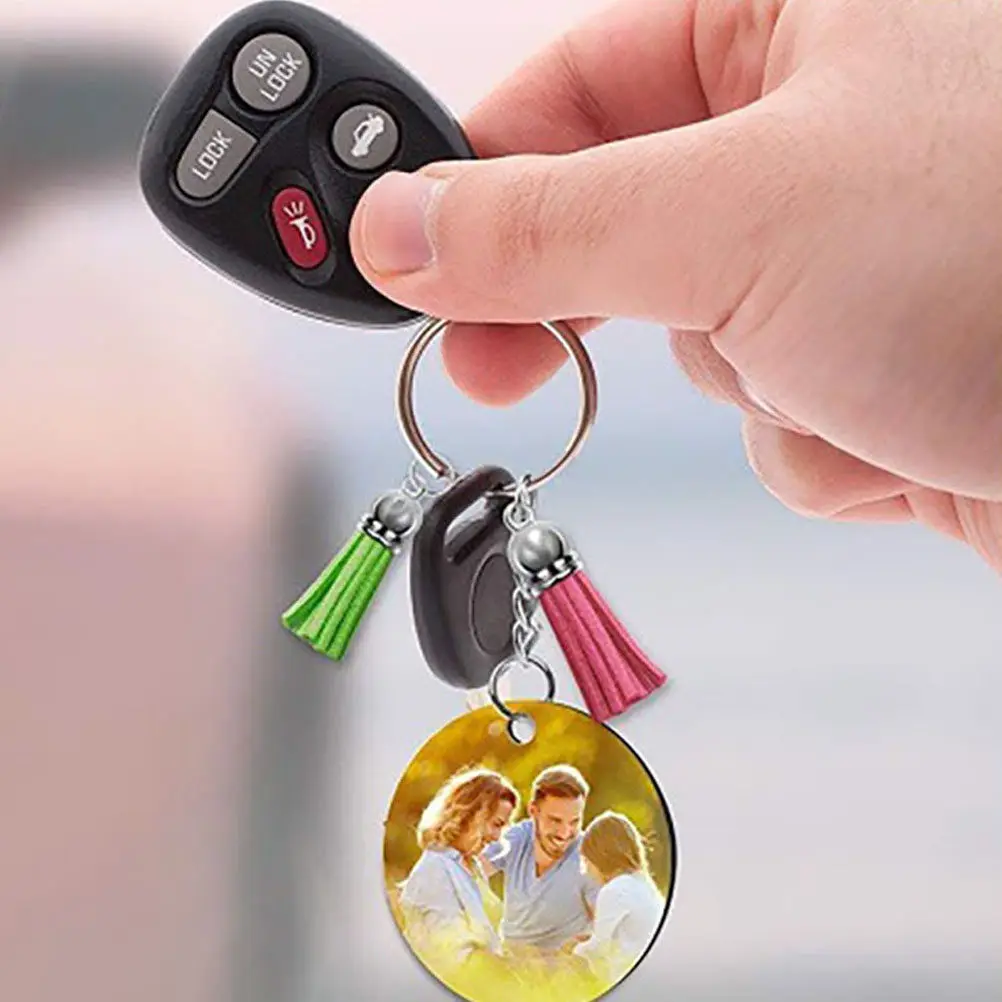 Wooden Sublimation Blank Keychain Set DIY Heat Transfer Key Rings for Personalized Crafts and Gifts