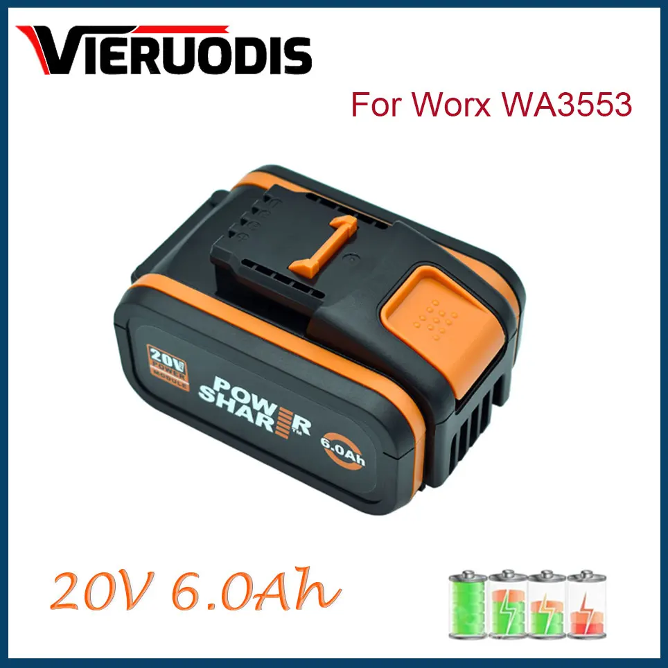 

Для батареи 20V 6000mah Li-Ion для Worx WX390/WX176/WX166.4/WX372.1 WX800/WX678/WX550/WX532/WG894E WG629E/WG329E/WG2