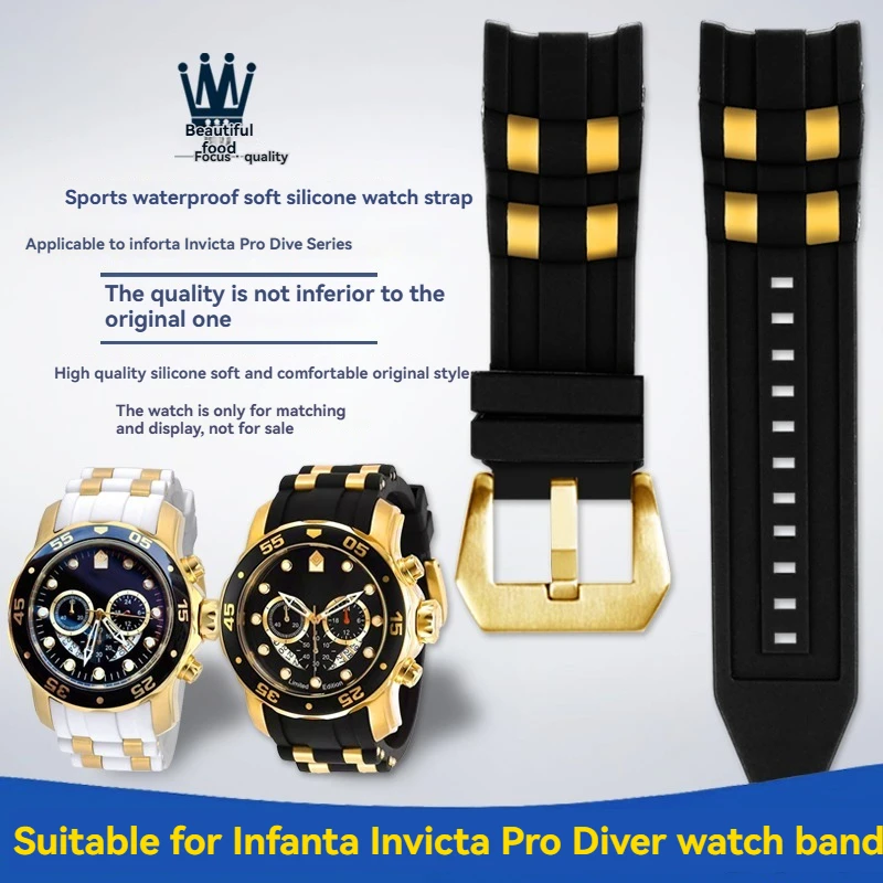 26mm Men's rubber watch band Compatible with Invicta Pro Diver Metal particle 6983 watch strap women's silicone sport wristband