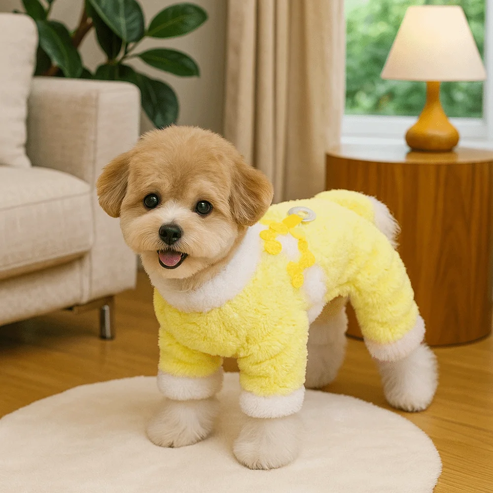 Blessing Warm Dog New Year Costumes Velvet Soft Dog Hoodies Festive Comfortable Dog Four Legged Pants Winter