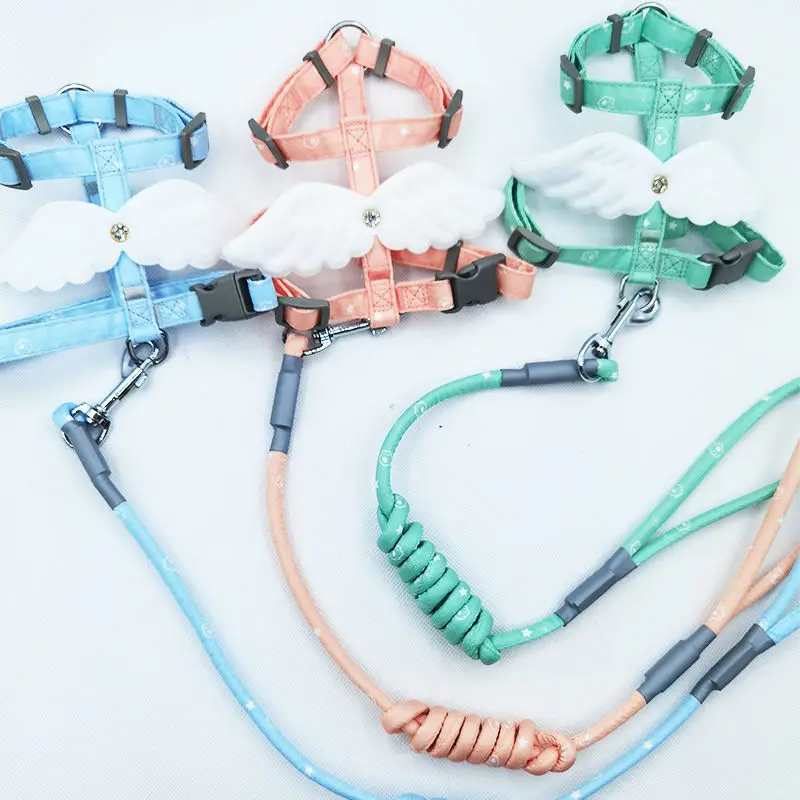 Sweet  Angel Wing Cat Harness 120cm Leash Outdoor Cat Dog Harness and Leash Set Water Proof Vest Chest Strap Kitten Accessories