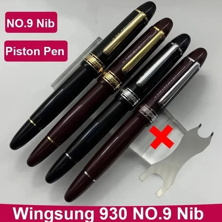 New Add Wrench! WingSung Large 930 Resin Piston Fountain Pen N0.9 Iraurita Nib Gold/Silver Clip Business Student Writing Gift Pe