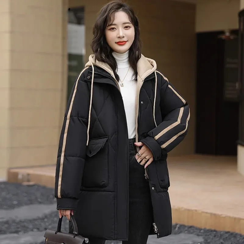 

Women's Jacket Long Parkas Winter Hooded Parkas Outwear 2025 New Fashion Puffer Clothing Cotton Padded Coat Female Snow Overcoat