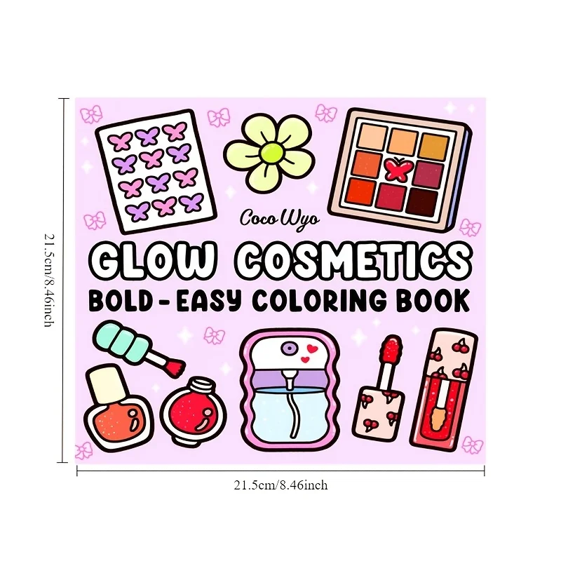 Glow Cosmetics Bold & Easy Coloring Book for Adult and Teen Makeup Theme Graffiti Painting Book for Friends Holiday Perfect Gift